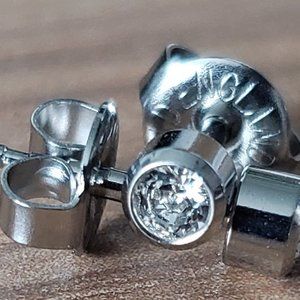 Surgical Steel White Stone Color 4mm Ear Piercing Earring Studs